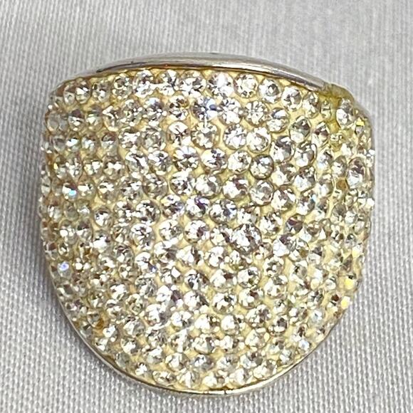 Big Statement Piece Ring Pave' Face Silver Tone With Clear Stones - Picture 3 of 10
